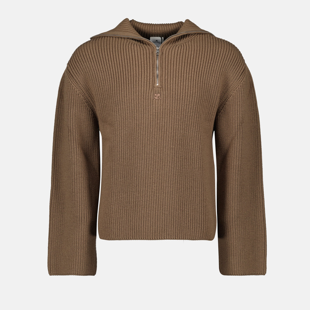 Image of the Courrèges Men's Trucker Sweater - Autumn-Winter 2025 - Front View