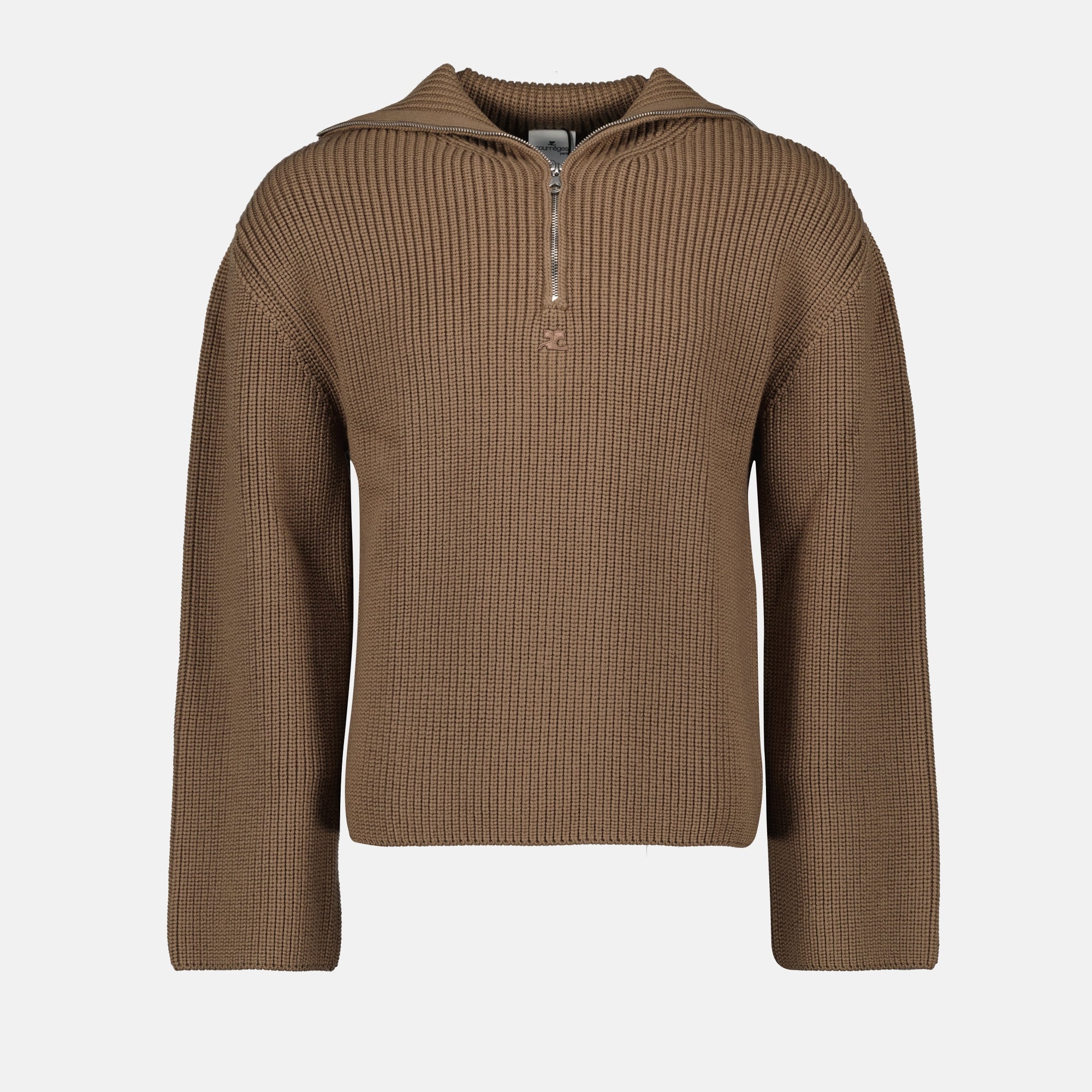 Image of the Courrèges Men's Trucker Sweater - Autumn-Winter 2025 - Front View