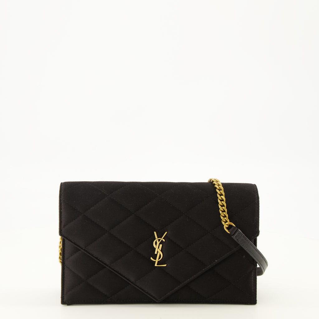 Sacs à main et épaule Paris Wallet with Black Satin Chain Saint Laurent Noir Femme