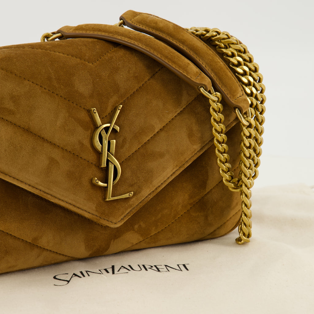 Sacs à main et épaule 베이지 스웨이드로 만든 룰루 스몰 백 Saint Laurent Marron Femme