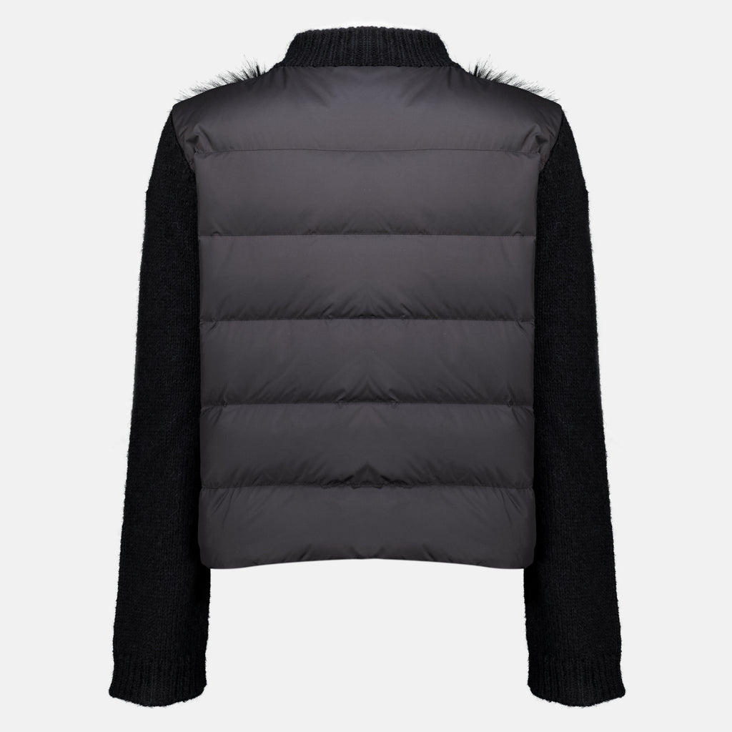 Maille Black Alpaca and Wool Cardigan Moncler Noir Femme