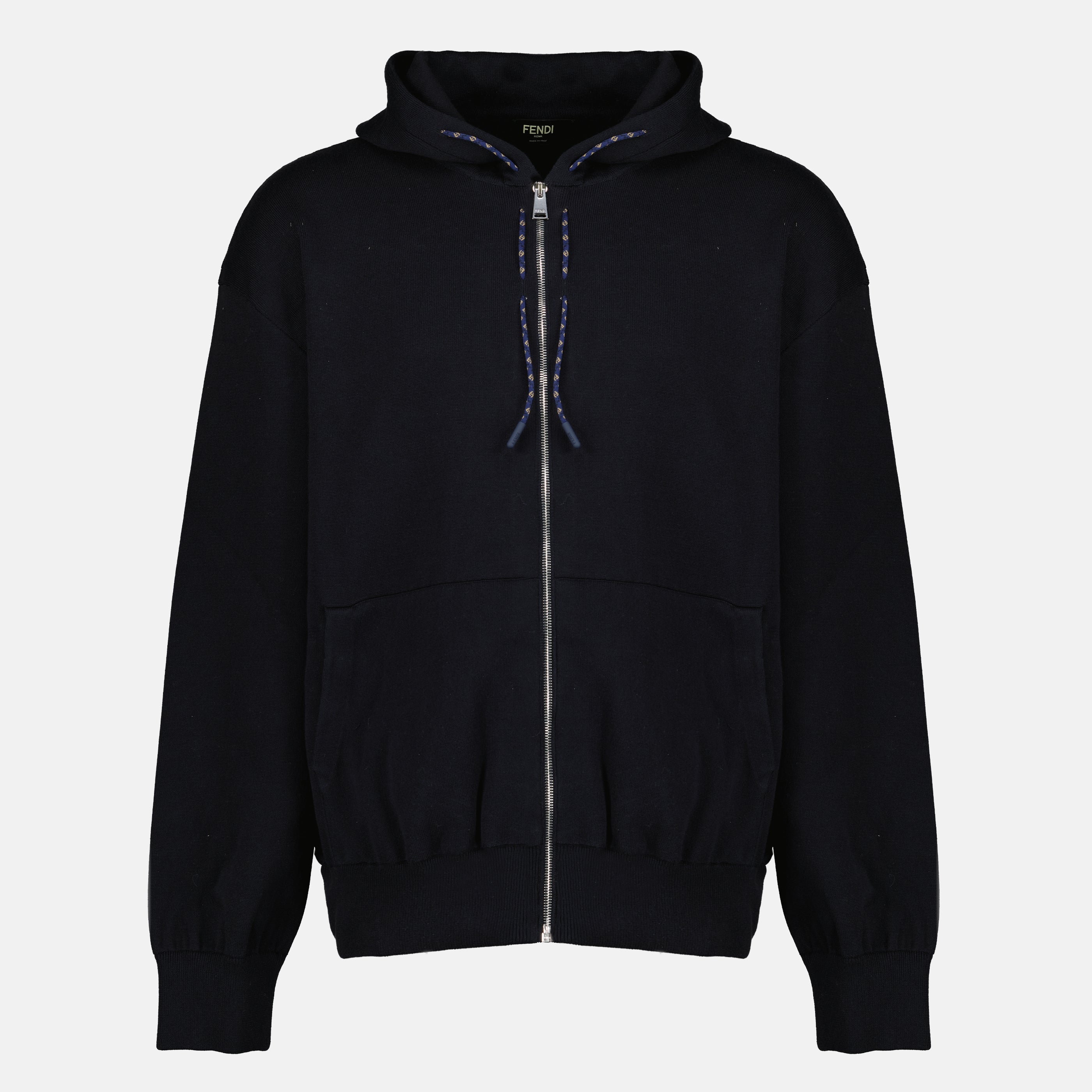 Vestes Sweatshirt zippé en cachemire bleu Fendi Bleu foncé Homme