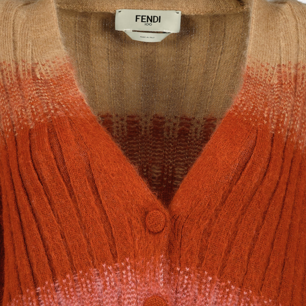 Immagine del cardigan multicolore in mohair e lana del marchio Fendi per Donna - Stagione Autunno-Inverno 2025 - Vista Dettagliata_2