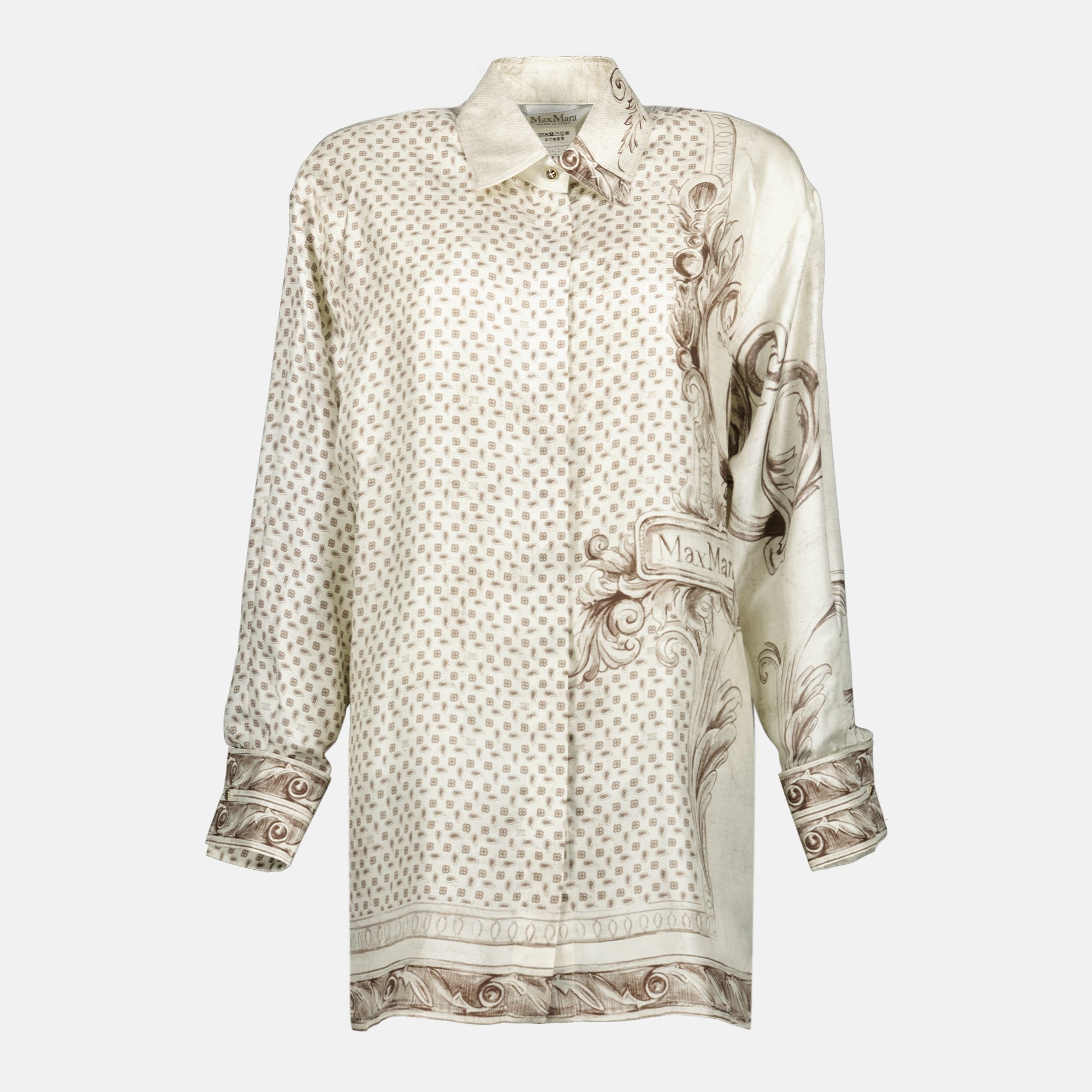 Image de l'article Chemise longue imprimé beige de la marque Max Mara pour Femme - Saison Printemps-Été 2026 - Vue de Face