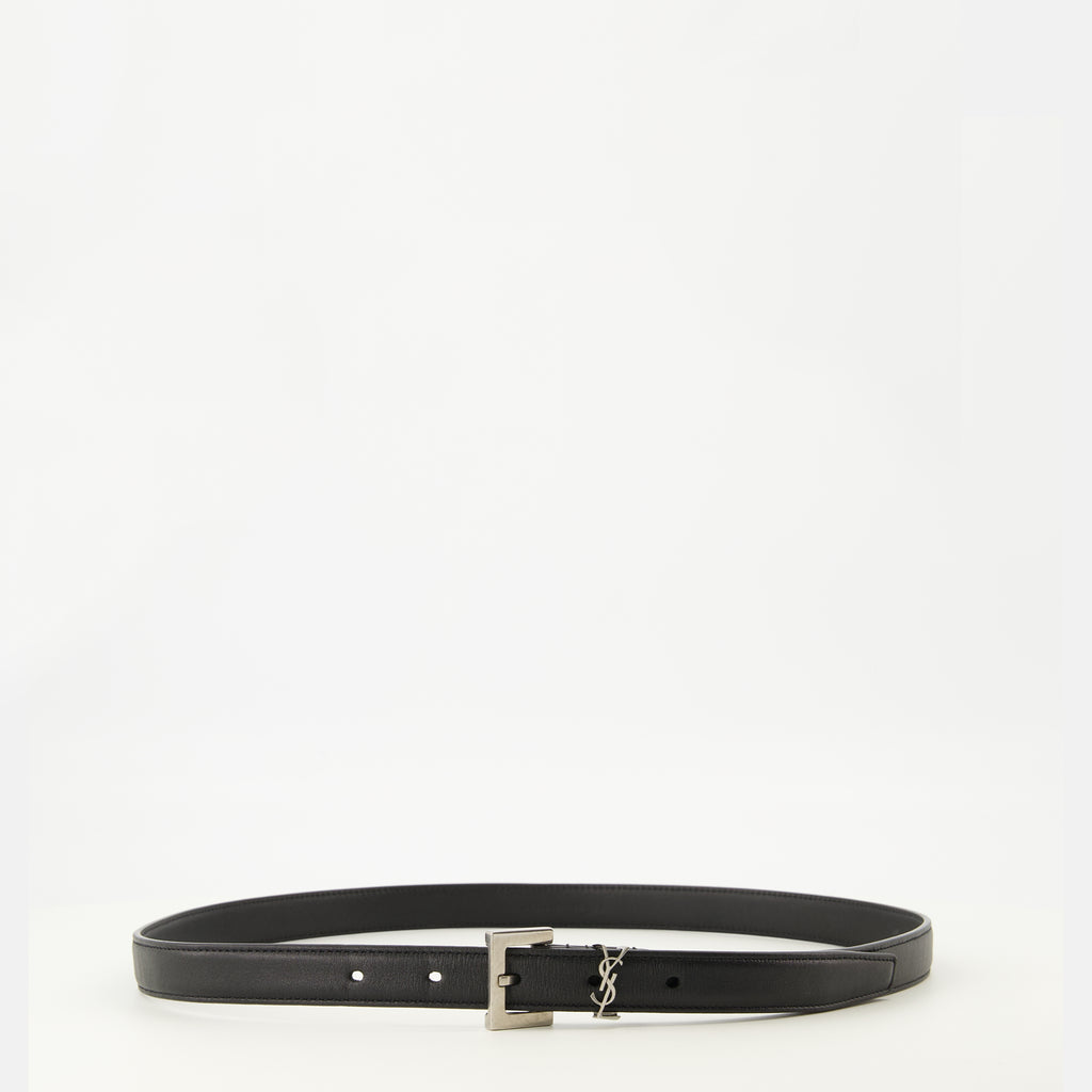 Image de l'article Ceinture Cassandre fine noir de la marque Saint Laurent pour Femme - Saison Automne-Hiver 2025 - Vue de Face