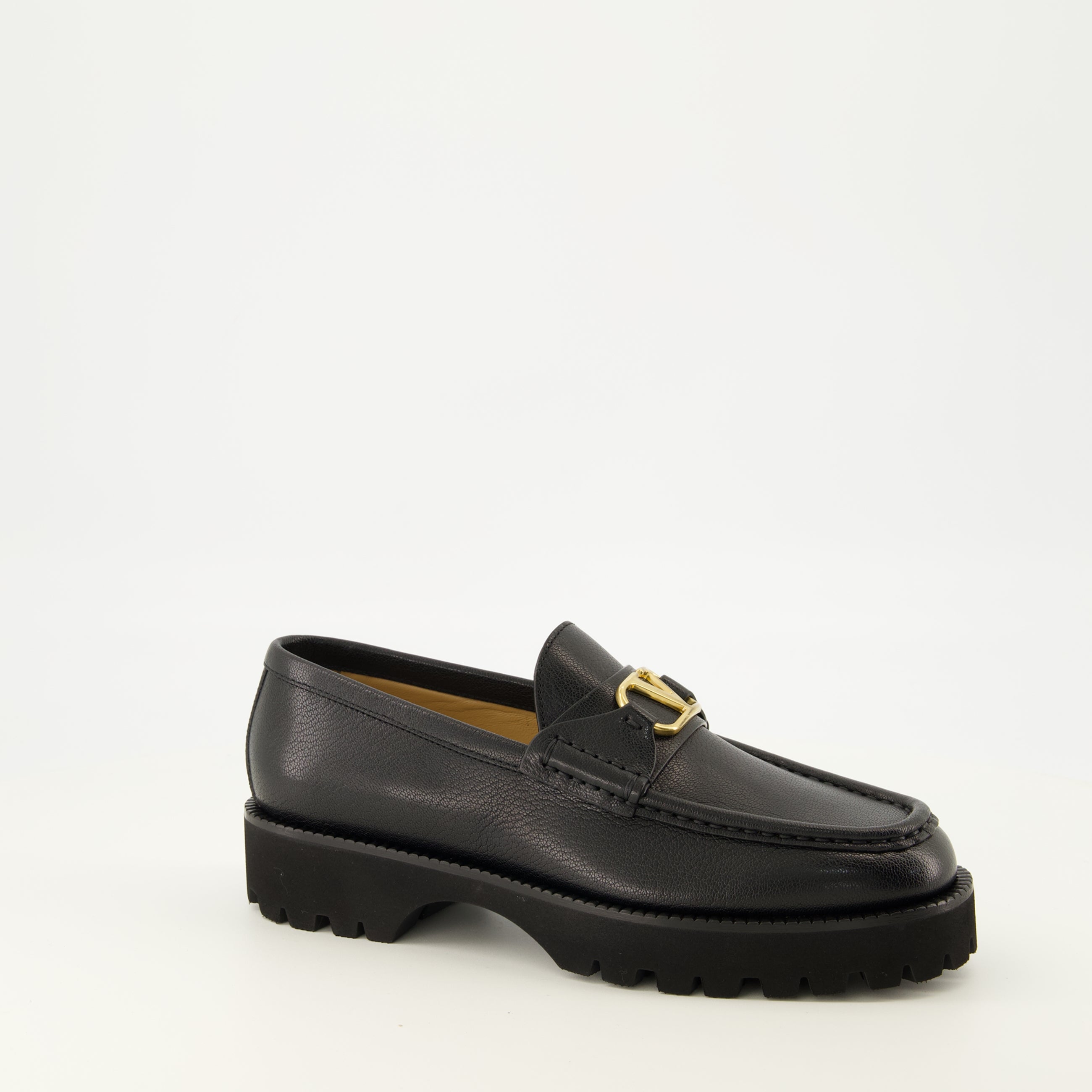 Mocassins VLogo 가죽 로퍼 - 블랙 Valentino Garavani Noir Femme
