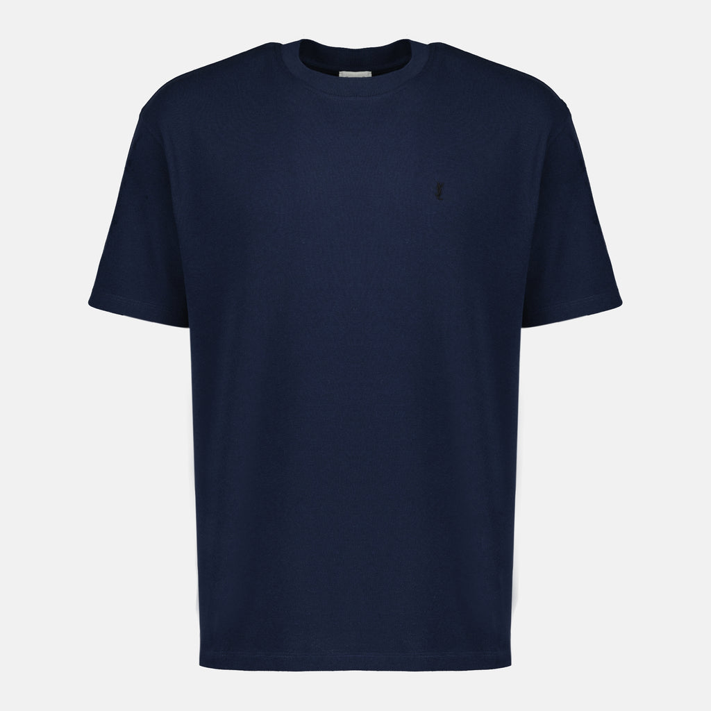 남성용 YSL 다크 블루 티셔츠의 이미지 - 생 로랑 브랜드 - 2026 봄-여름 시즌 - 앞면 보기