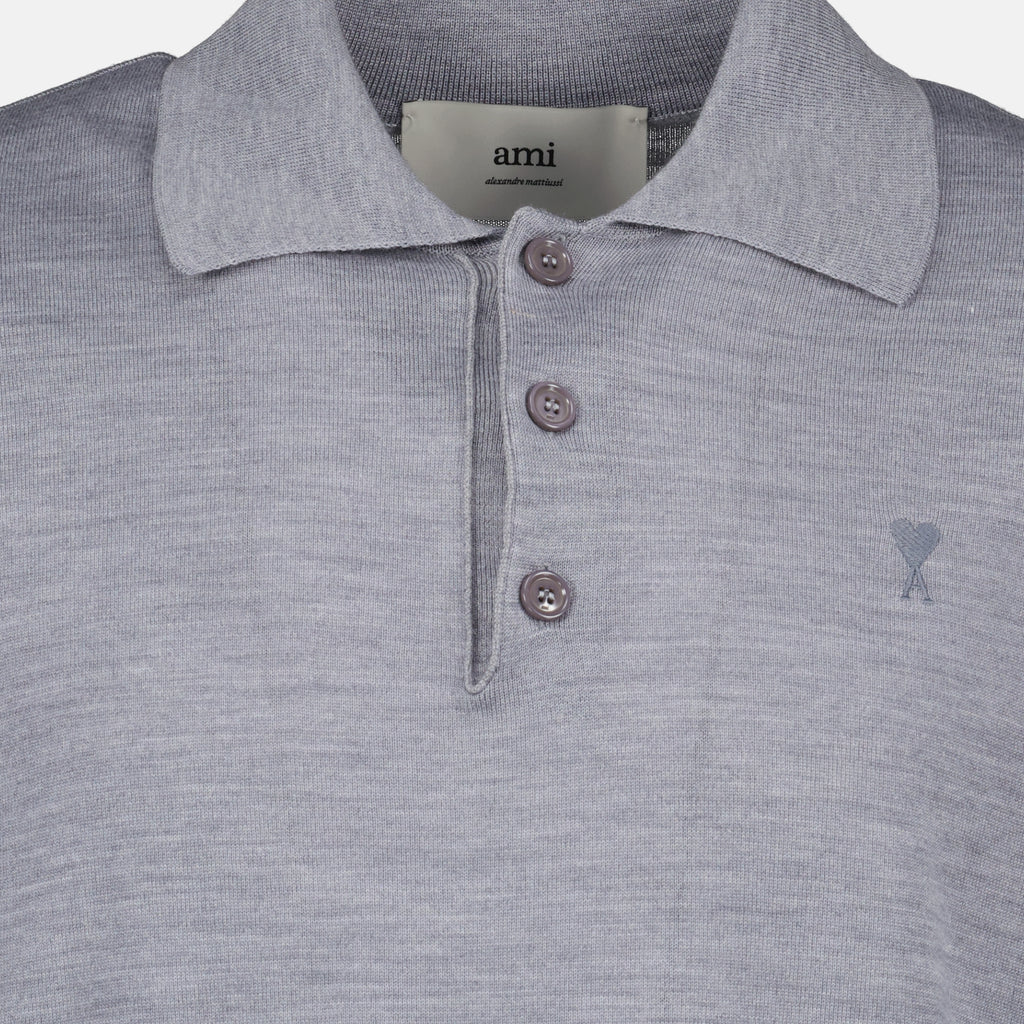 Image of the Ami heart polo shirt by the brand Ami PARIS for Men - Fall-Winter 2025 - Detailed View_2