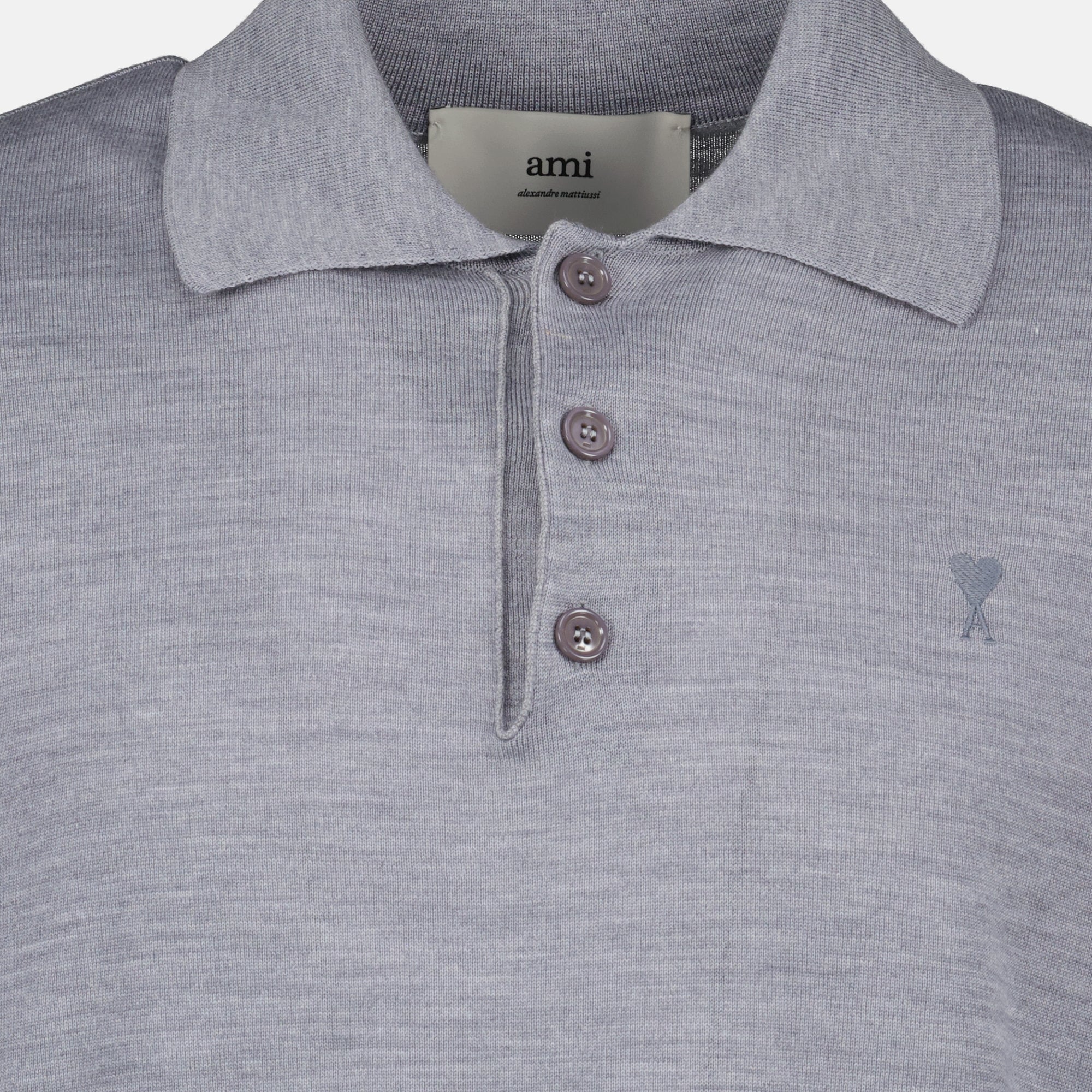 Image of the Ami heart polo shirt by the brand Ami PARIS for Men - Fall-Winter 2025 - Detailed View_2