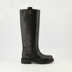 Imagem das Botas Filo em couro preto da marca Fendi para Mulher - Temporada Outono-Inverno 2025 - Vista lateral direita