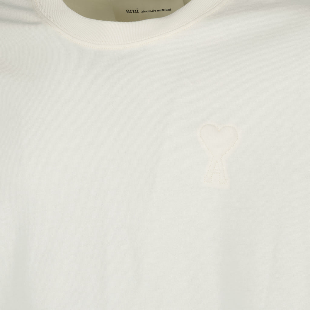 Image de l'article T-shirt en coton blanc de la marque Ami PARIS pour Unisex - Saison Printemps-Été 2026 - Vue détaillée_1