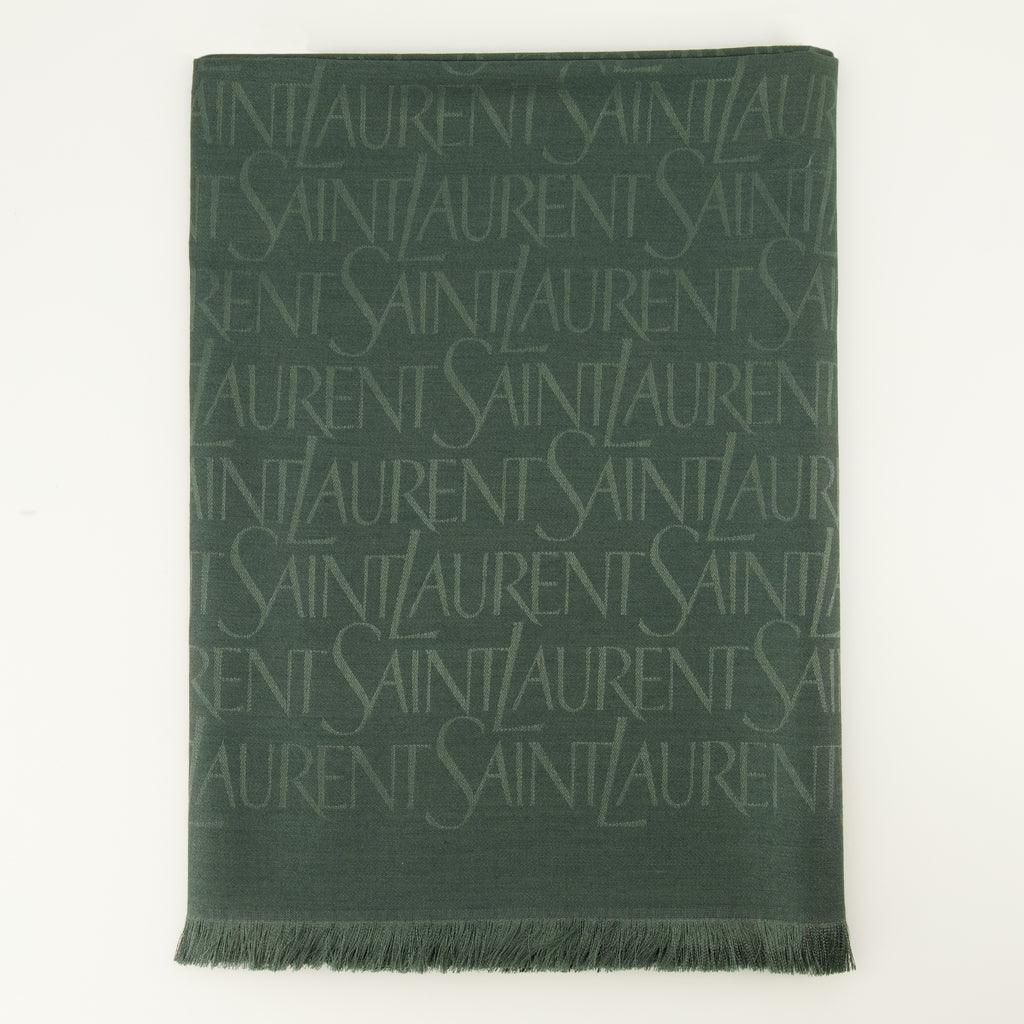 Écharpes, foulards et gants Grüner Bedruckter Schal aus Wolle und Seide Saint Laurent Vert Homme