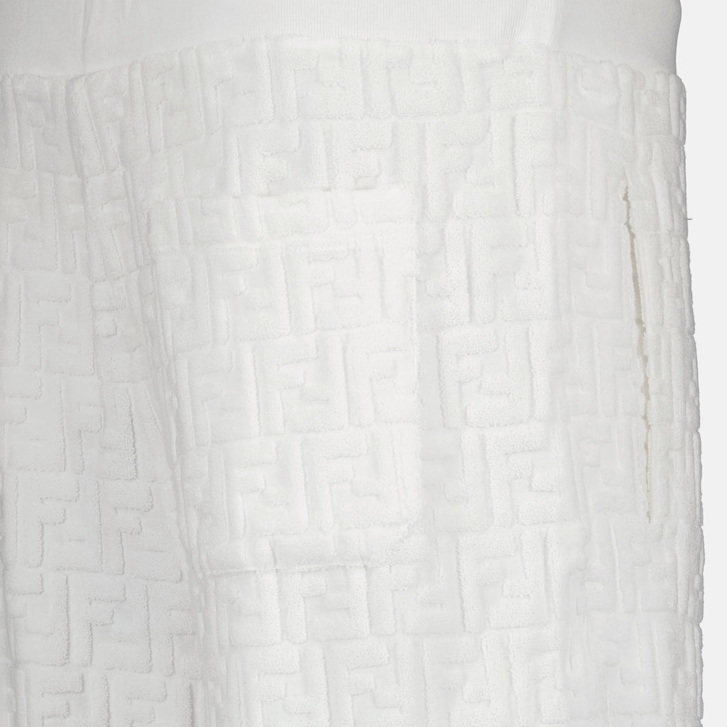 Shorts Short FF en coton éponge Fendi Blanc Homme