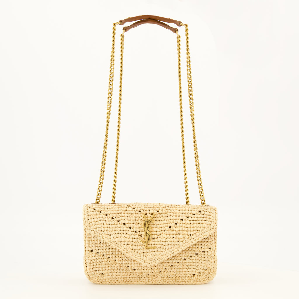 Sacs bandoulière Loulou 미니 백 라피아 베이지 Saint Laurent Beige Femme