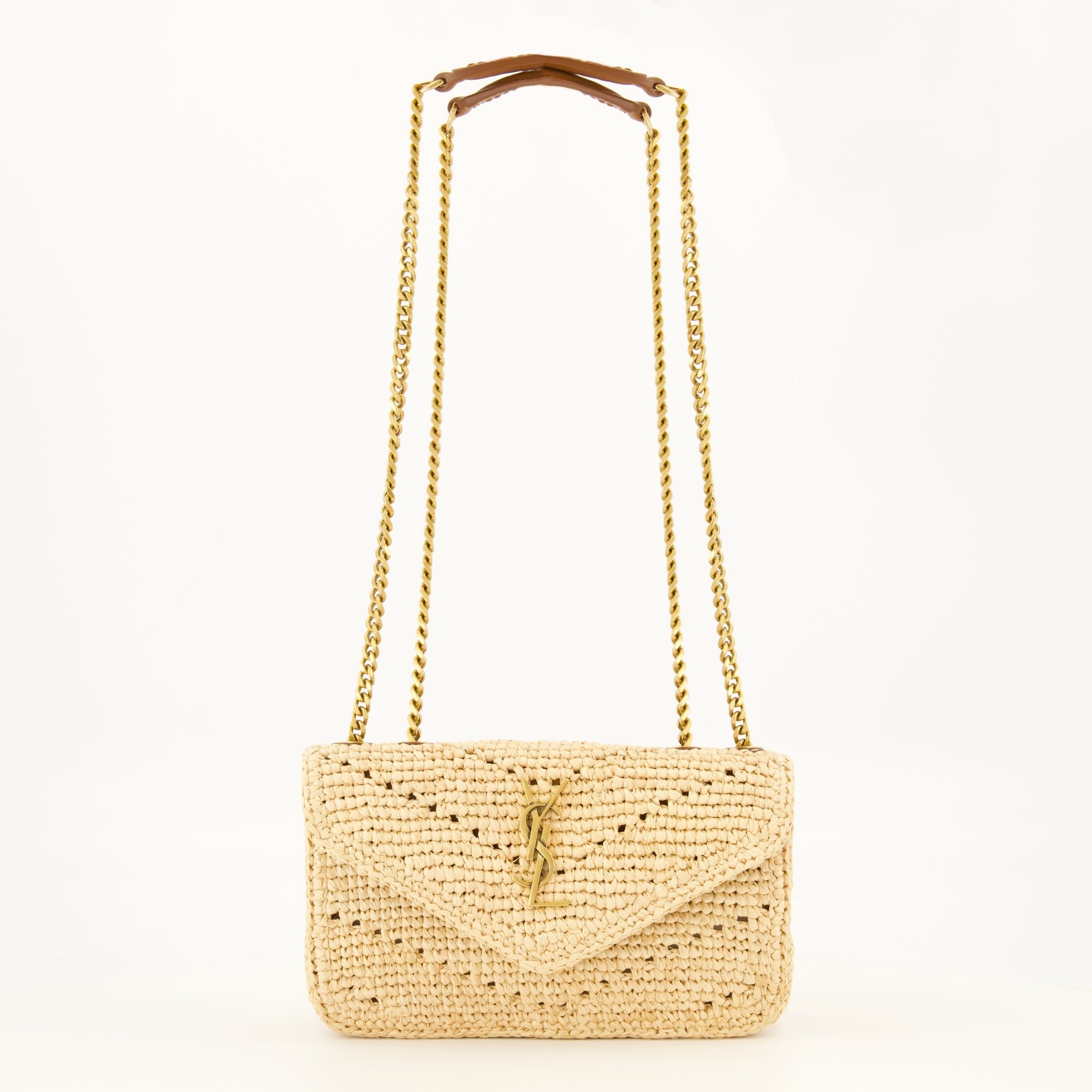 Sacs bandoulière Bolso Loulou Mini en Raffia Beige Saint Laurent Beige Femme