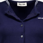 Maille Cardigan court en coton bleu marine Miu Miu Bleu foncé Femme