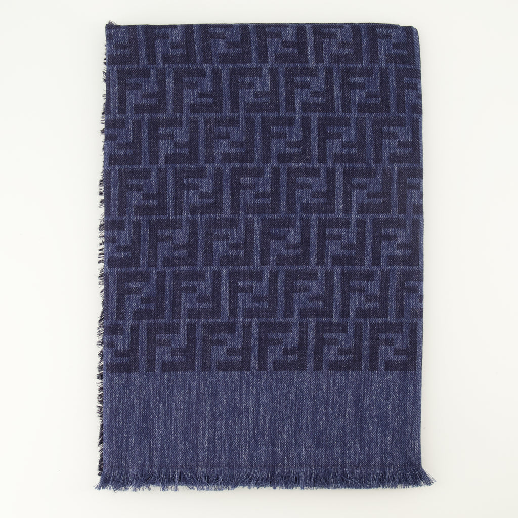 Image de l'article Châle FF bleu marine de la marque Fendi pour Femme - Saison Printemps-Été 2026 - Vue de Dos