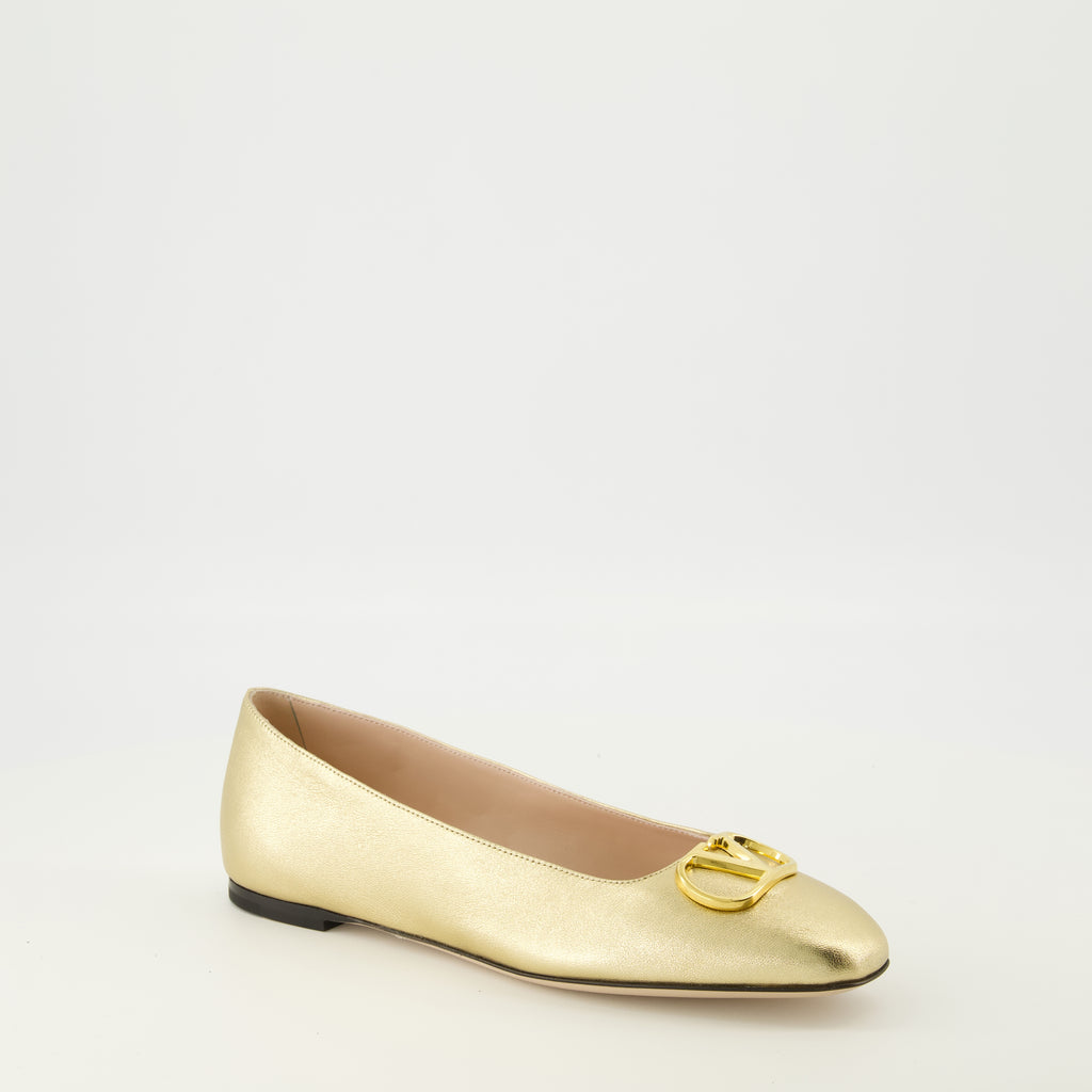 Chaussures plates VLogo 나파 가죽 발레리나 Valentino Garavani Doré Femme