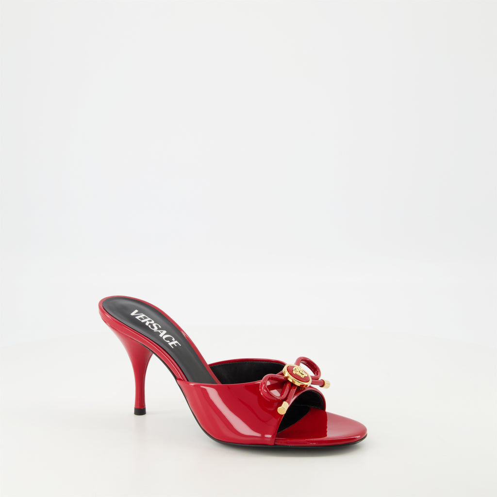 Open shoes Bow Heel Mules Versace Red Femme