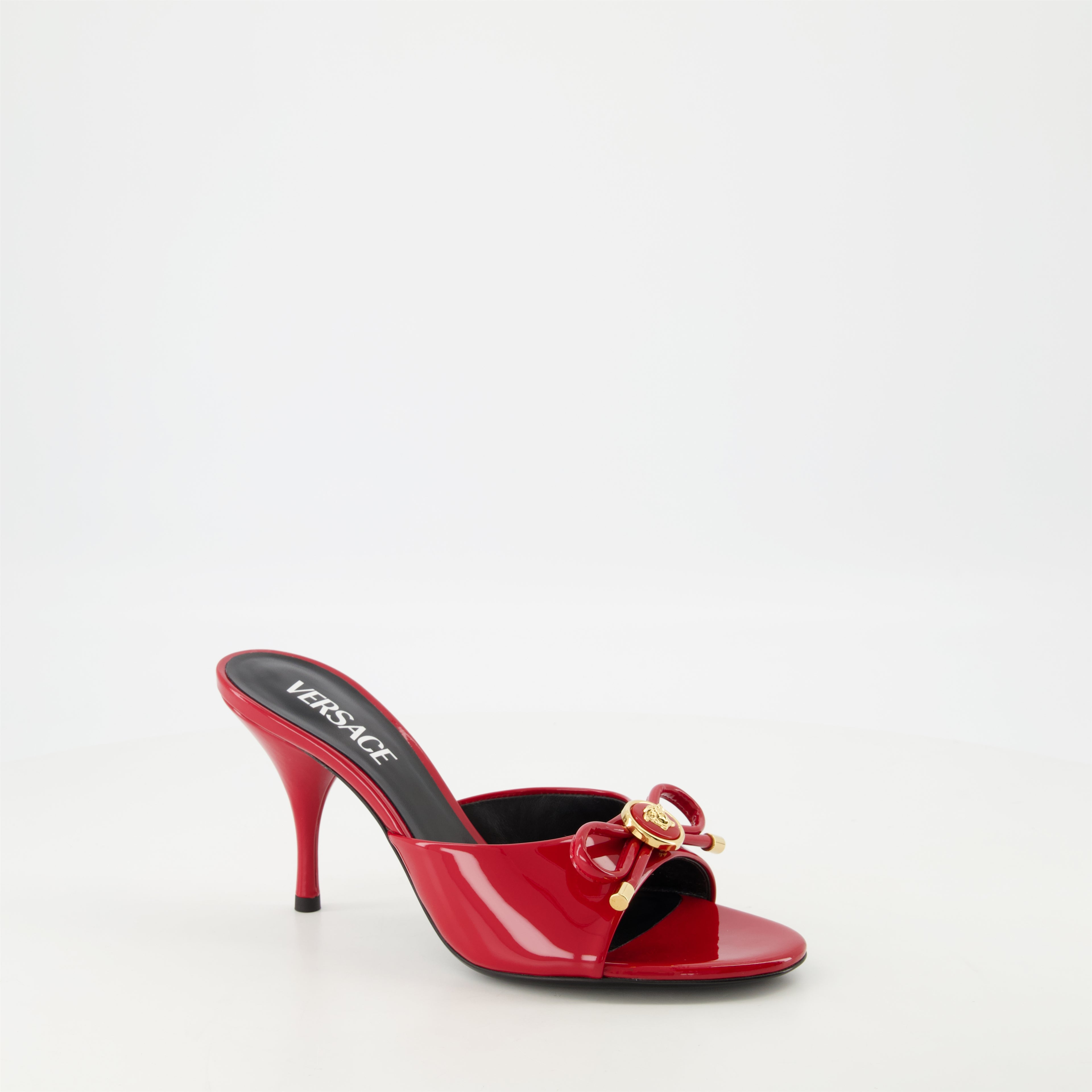 Open shoes Bow Heel Mules Versace Red Femme