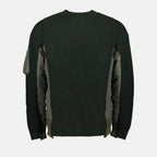 Strickwaren Bi-Material-Pullover Sacai Grün Homme