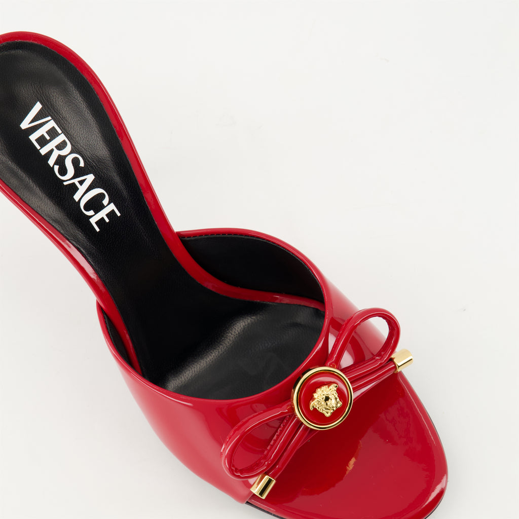 Open shoes Bow Heel Mules Versace Red Femme