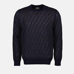 Knitwear Pull en laine FF Fendi Blue Homme