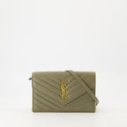 Shoulder Bags Chain Envelope Wallets Saint Laurent Kaki Women