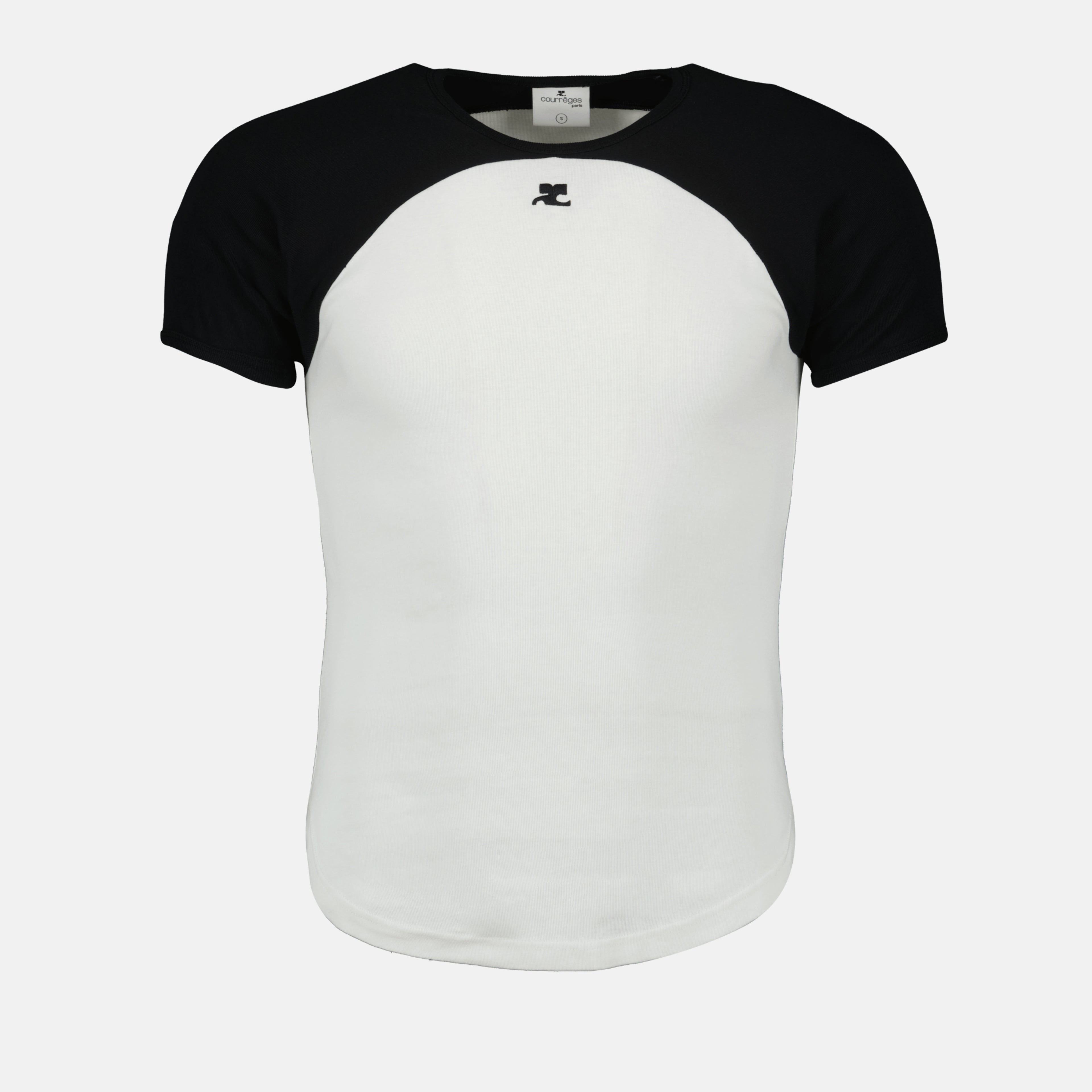 Image of the contrasting T-shirt from the brand Courrèges for Men - Autumn-Winter 2025 - Front View