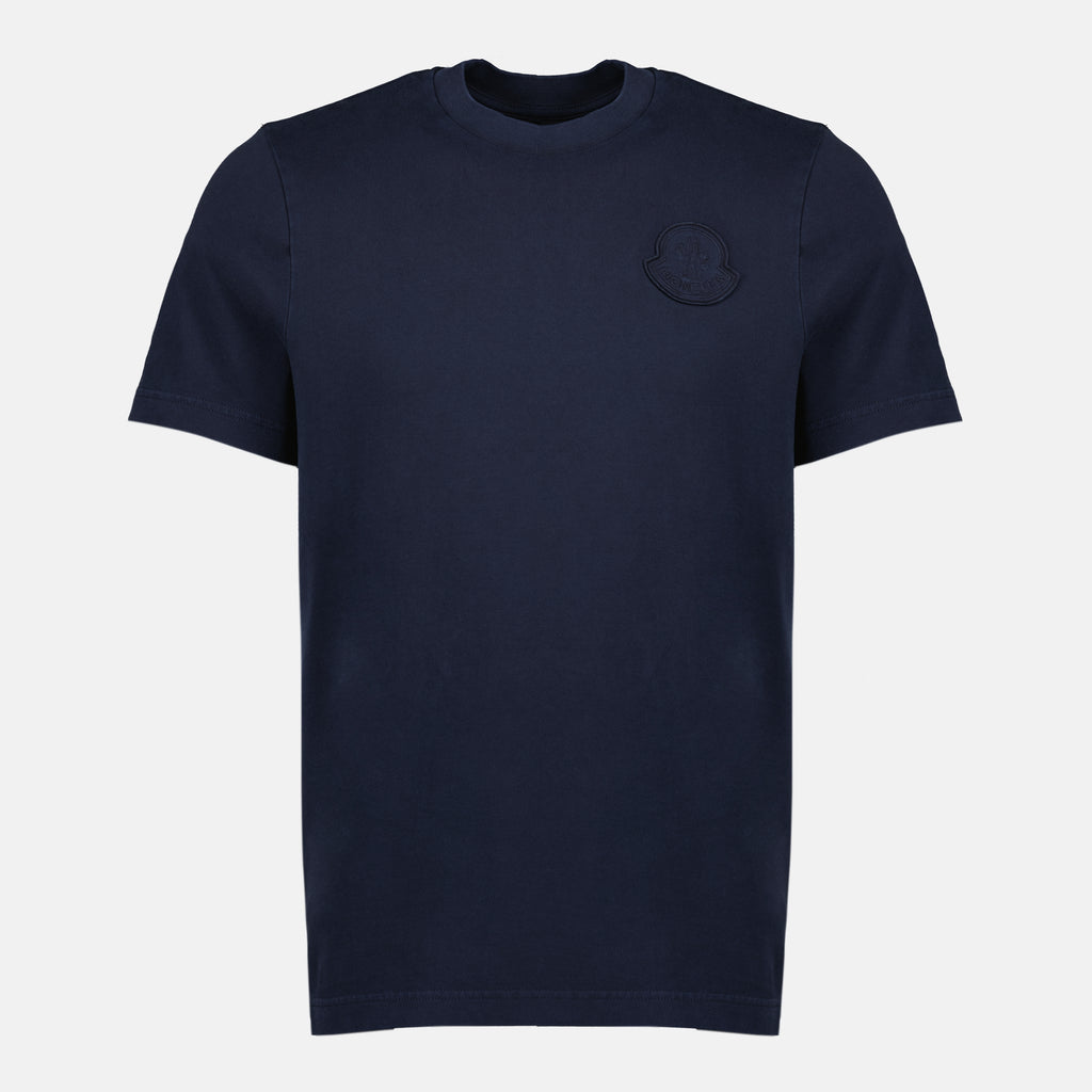 Imagen de la camiseta de logo bordado azul marino de Moncler para Hombre - Temporada Primavera-Verano 2026 - Vista frontal