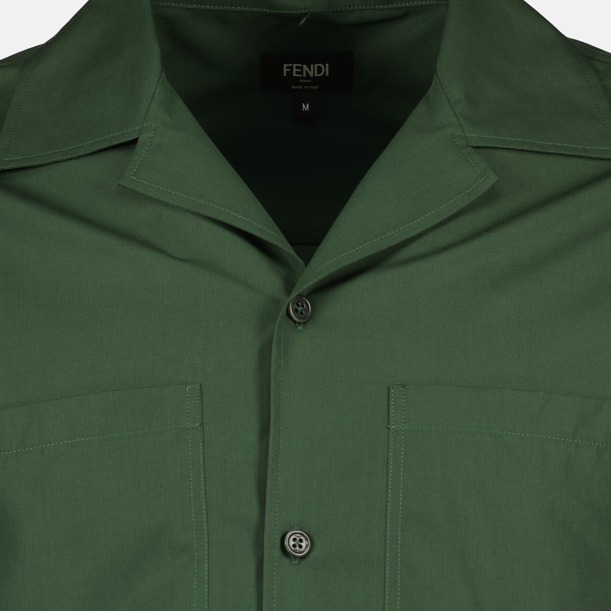 Chemises Camisa de Algodão Fendi Kaki Homme