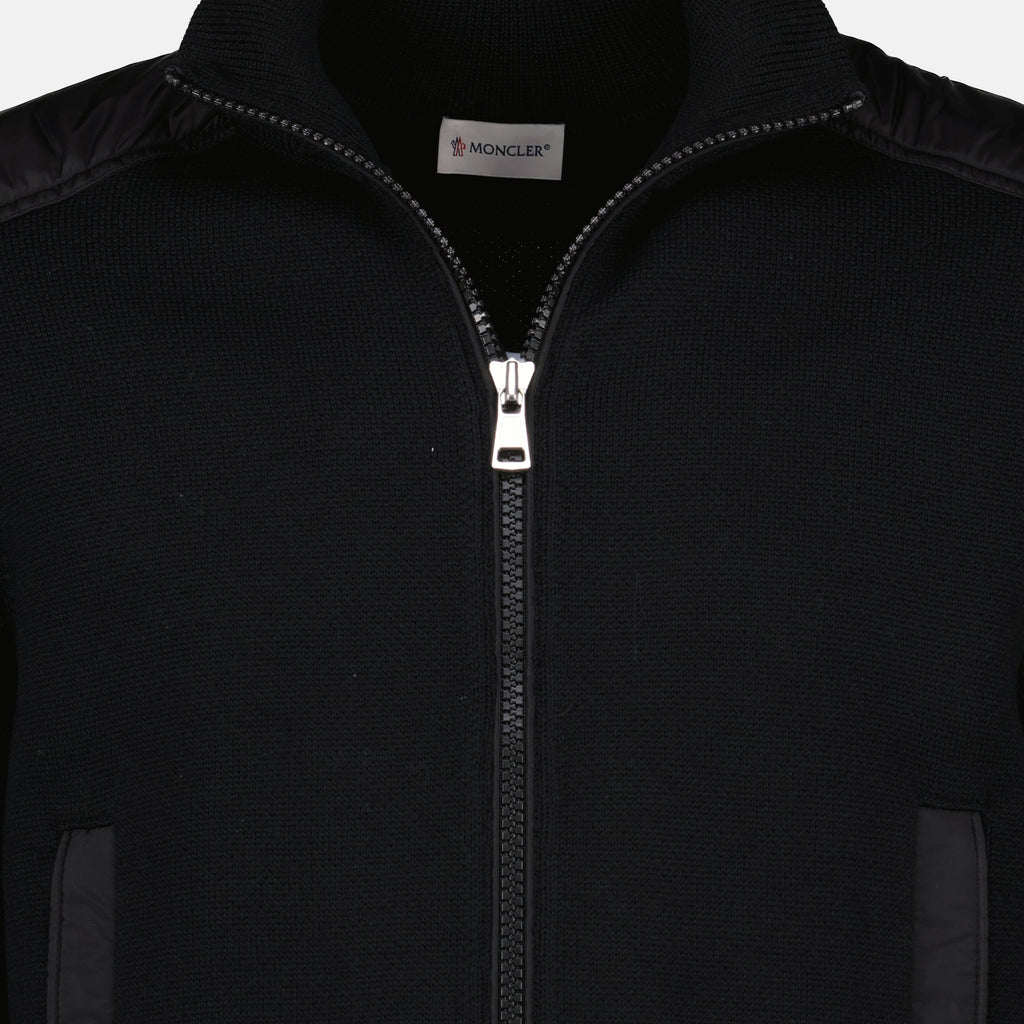 Vestes Black Wool Cardigan Moncler Noir Homme