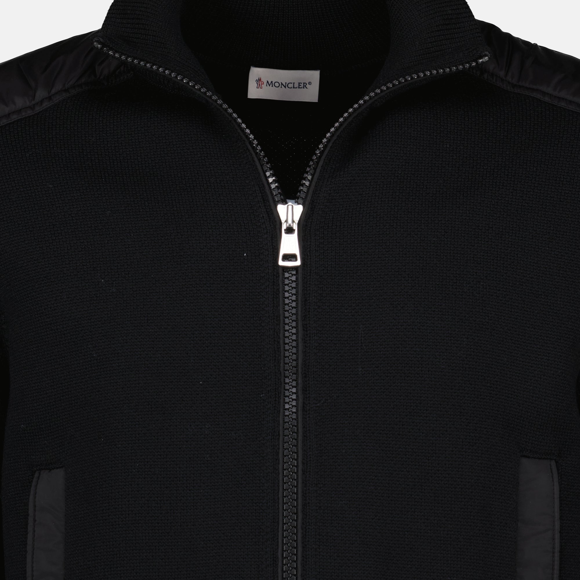 Vestes Black Wool Cardigan Moncler Noir Homme