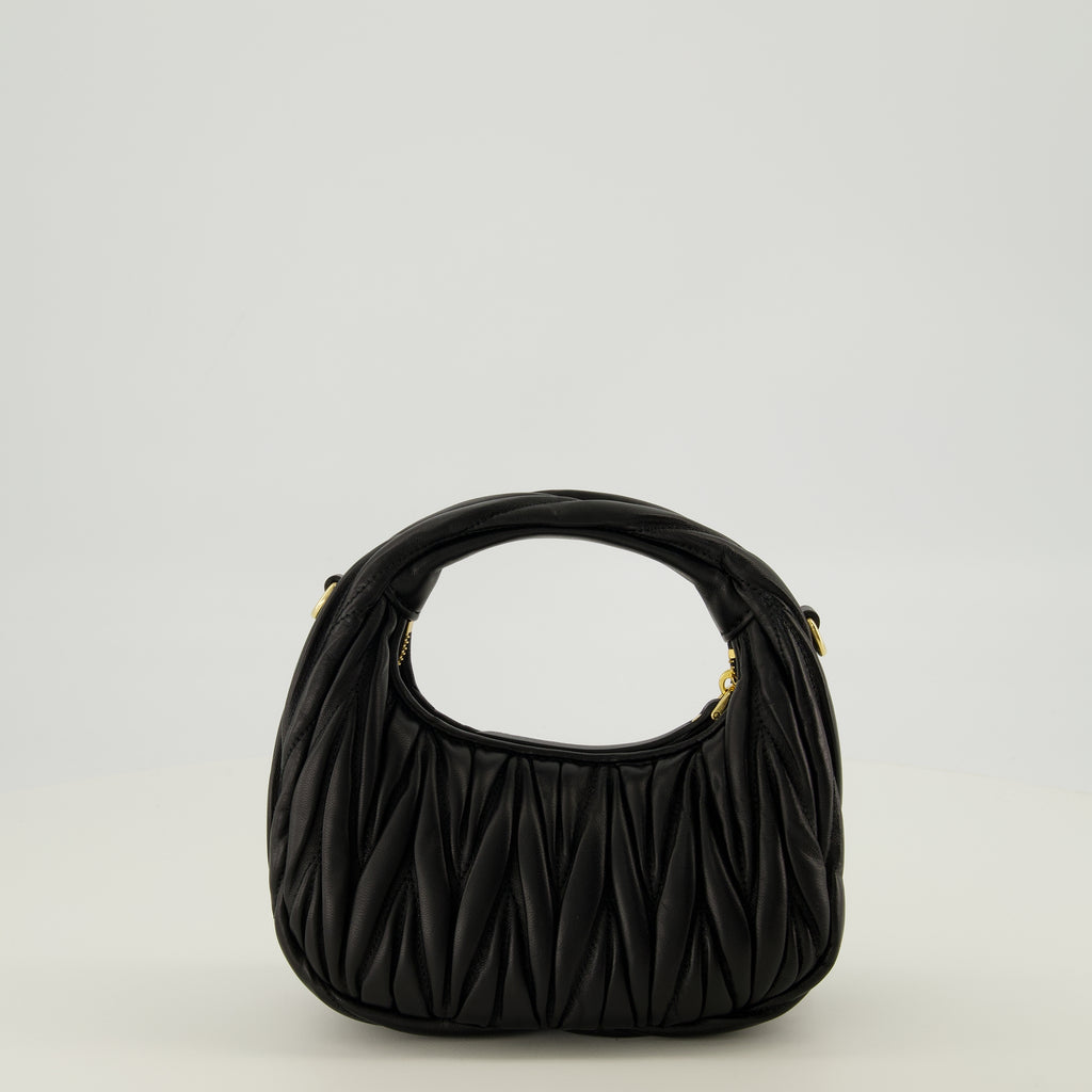Sacs à main et épaule Mini Hobo Wander Bag Black Miu Miu Noir Femme