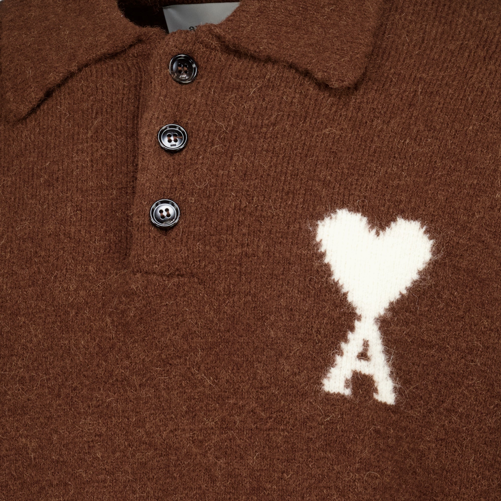 Polos Brown Alpaca Sweater Ami PARIS Marron Unisexe