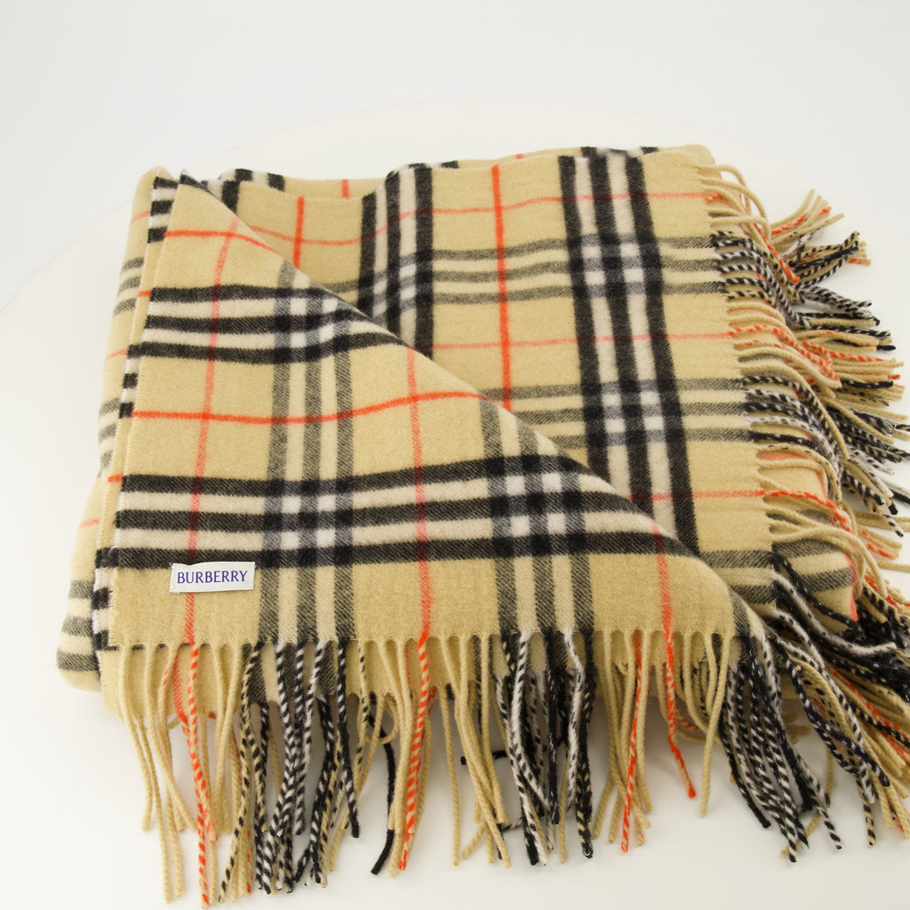 Lifestyle Bufanda Beig de Cachemira con Patrón de Cuadros Burberry Beige Unisexe