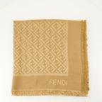 Image of the FF shawl in silk and wool by the brand Fendi for Women - Autumn-Winter Season 2025 - Detailed View_3