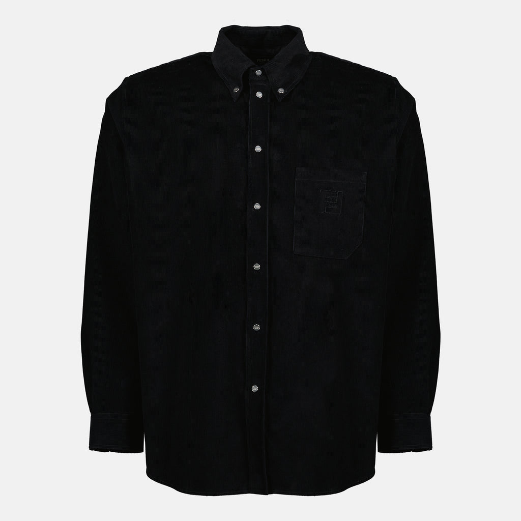 Imagen de la camisa de terciopelo negro de Fendi para Hombre - Temporada Primavera-Verano 2026 - Vista Frontal