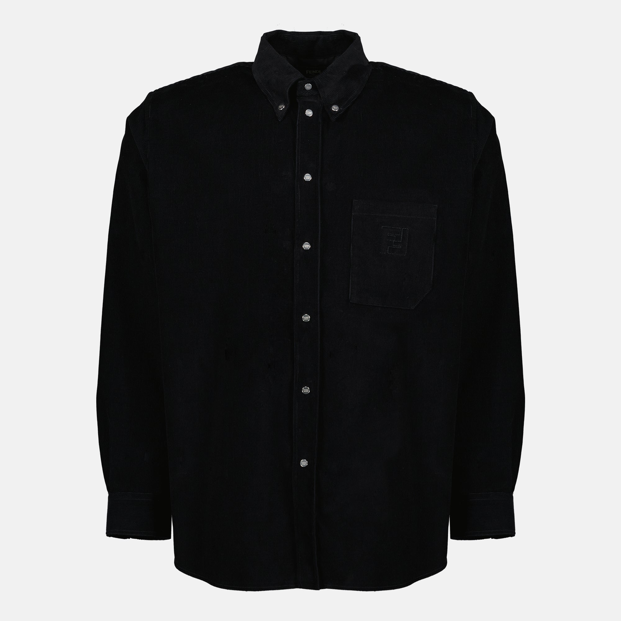 Bild des schwarzen Samtshirts von Fendi für Herren - Frühjahr/Sommer 2026 - Vorderansicht