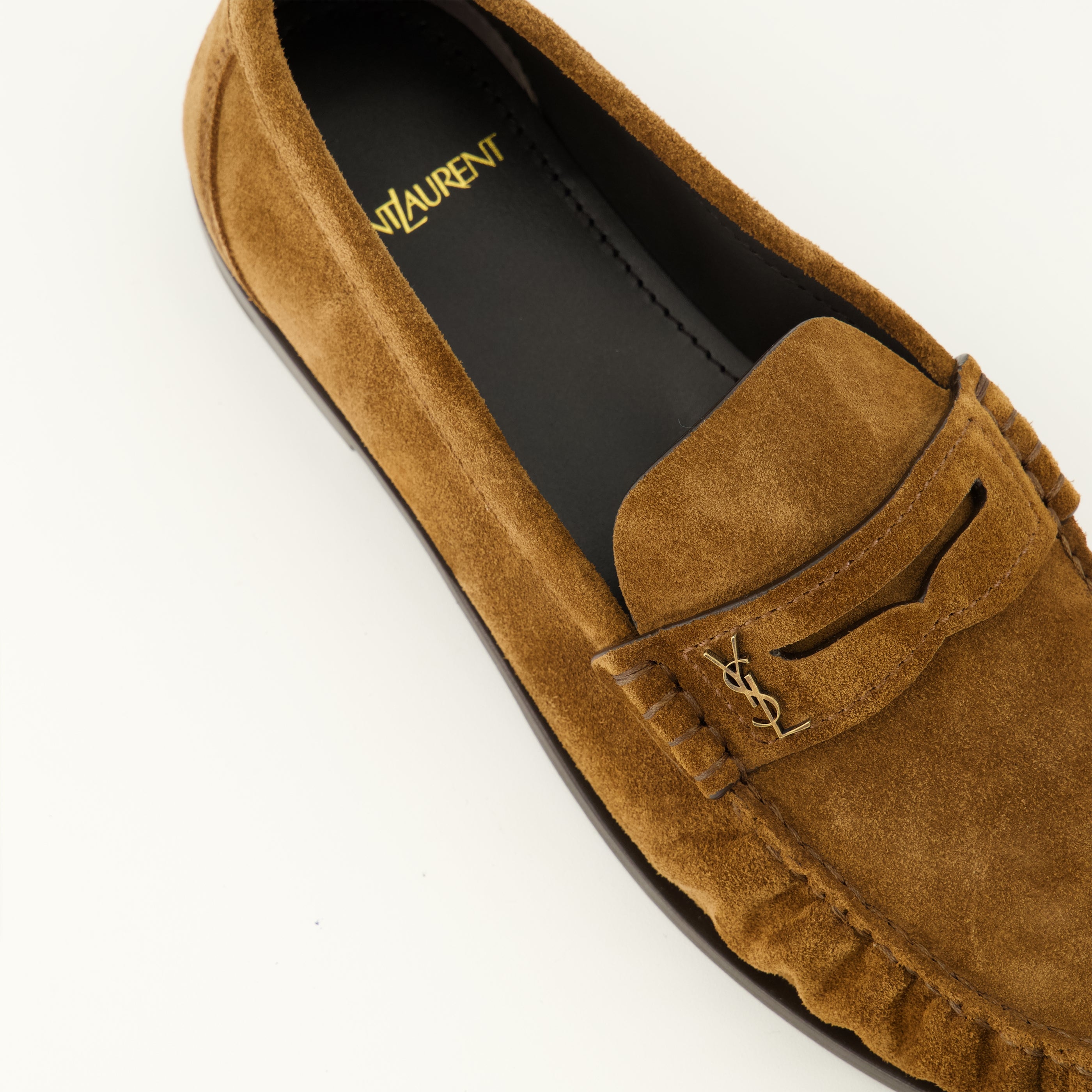 Mocassins Mocassins Loafer em Camurça Castanha Saint Laurent Marron Femme