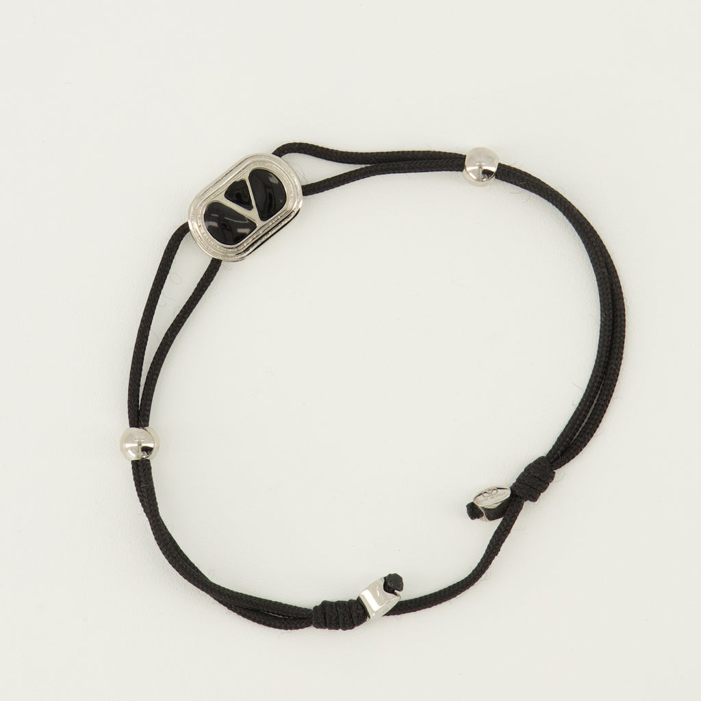 Bijoux Pulseira Ovalette com Corda e Esmalte Preto Valentino Garavani Noir Homme
