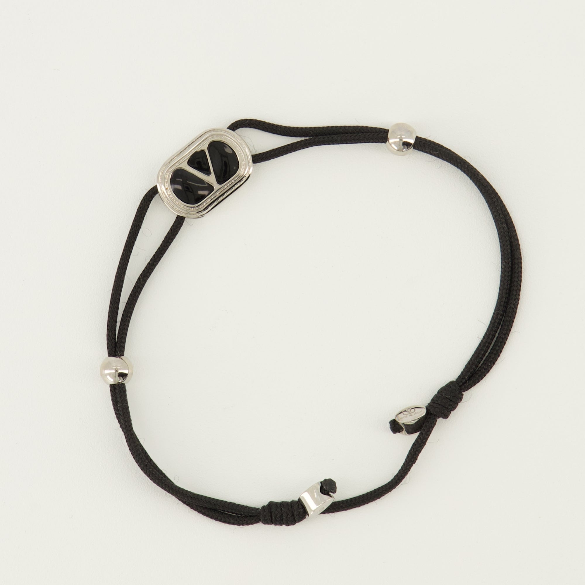 Bijoux コード付きオヴァレットブレスレットと黒いエナメル Valentino Garavani Noir Homme