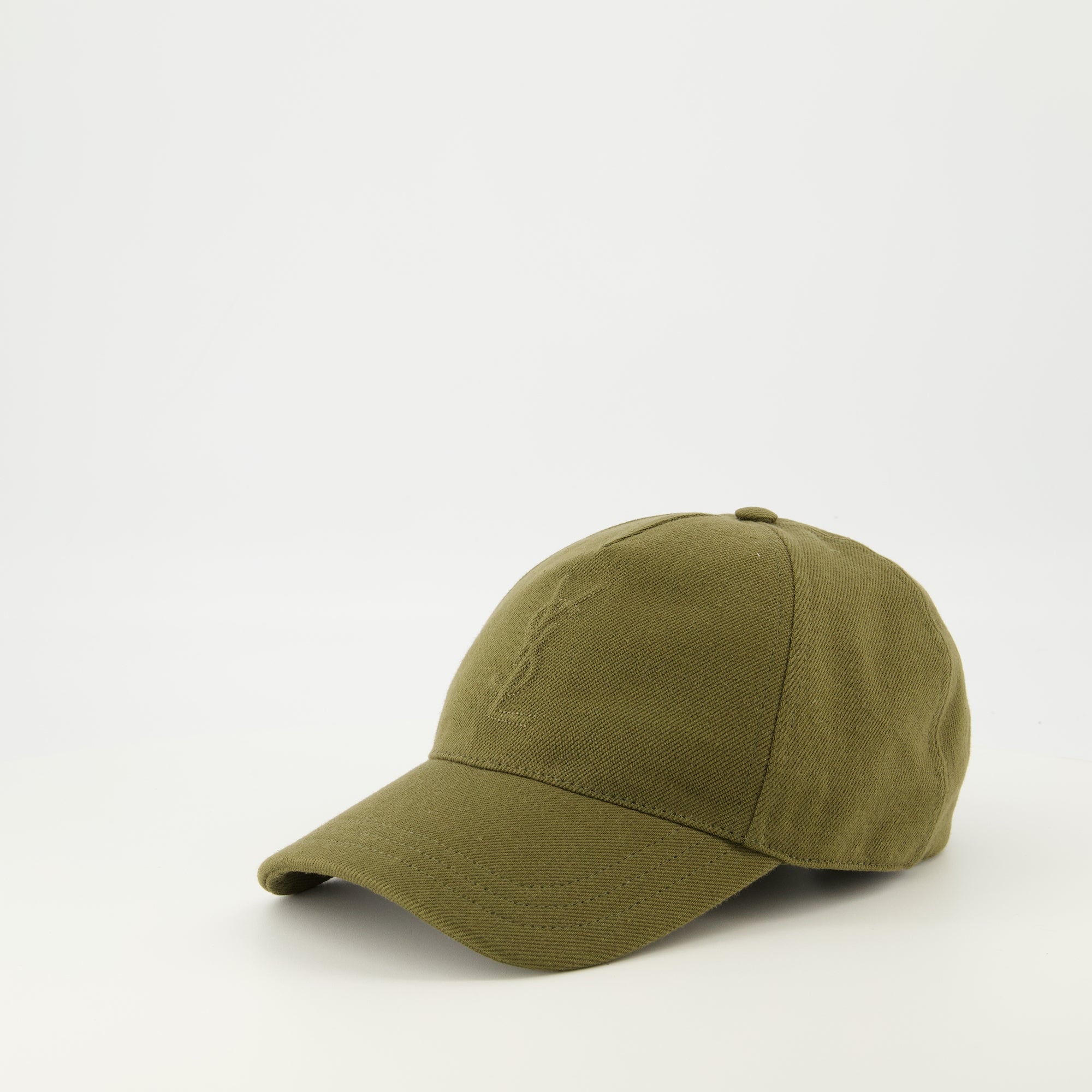 Image de l'article Casquette à logo en denim kaki de la marque Saint Laurent pour Homme - Saison Printemps-Été 2026 - Vue de Dos