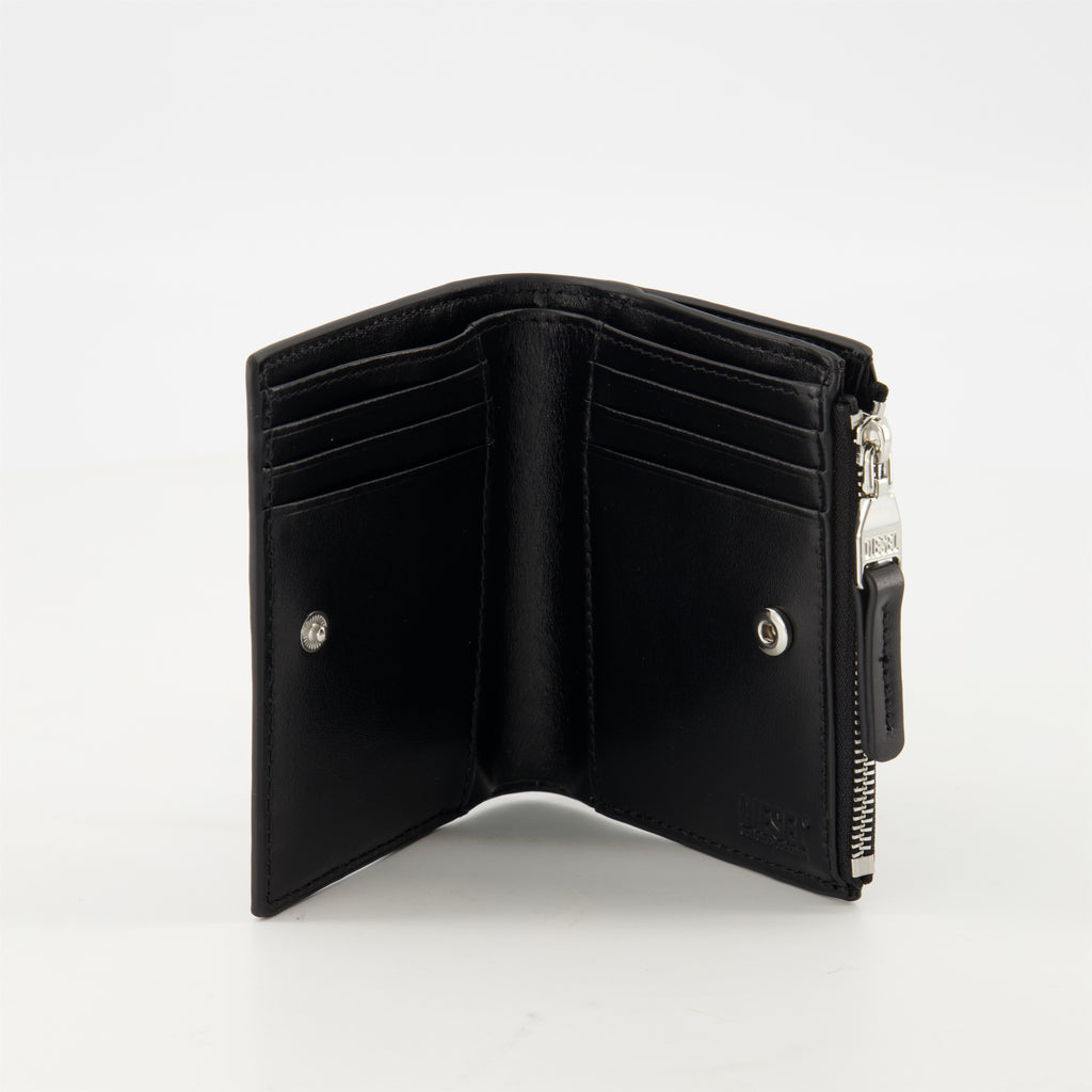소형 가죽 제품 Porte-monnaie 1dr bi-fold zip ii Diesel 검은색 Femme