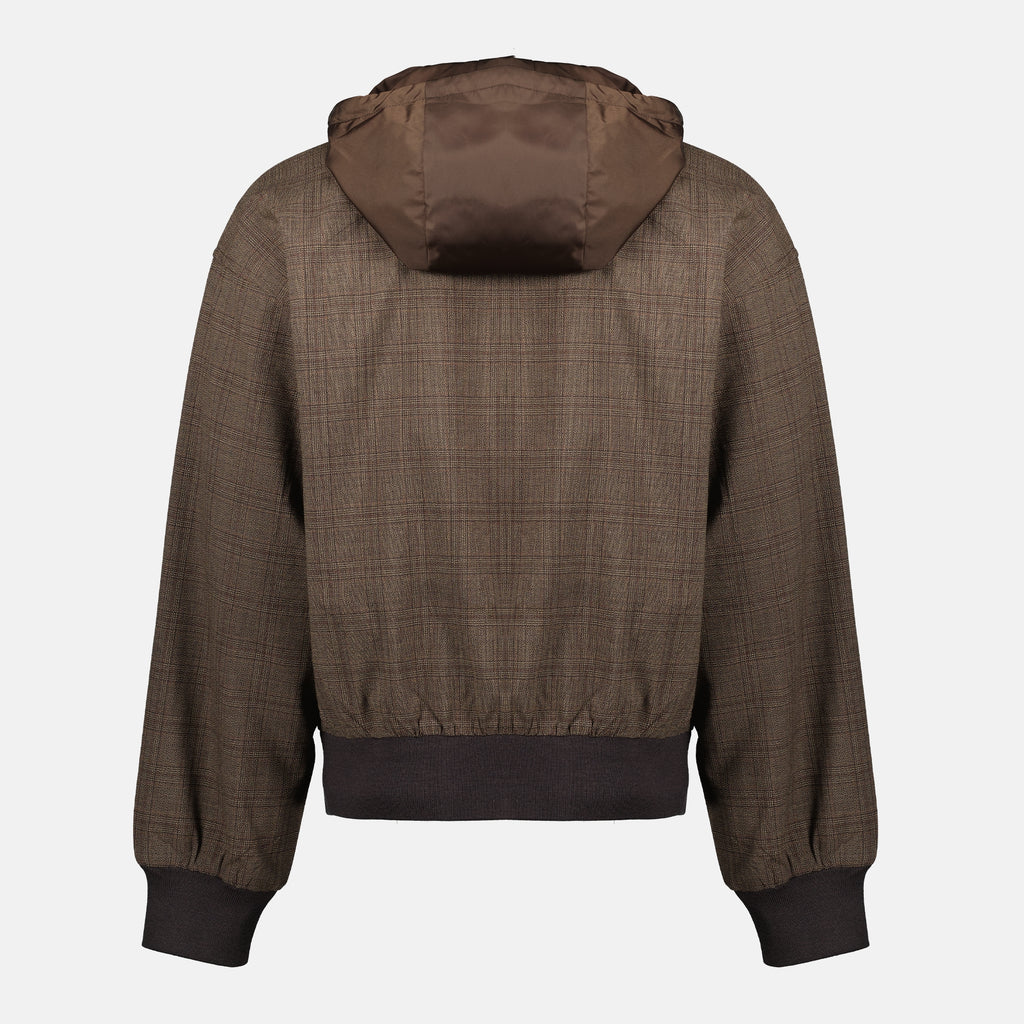 プラダのメンズウールチェックジャケット - 2026年春夏コレクション - 後面ビューの画像