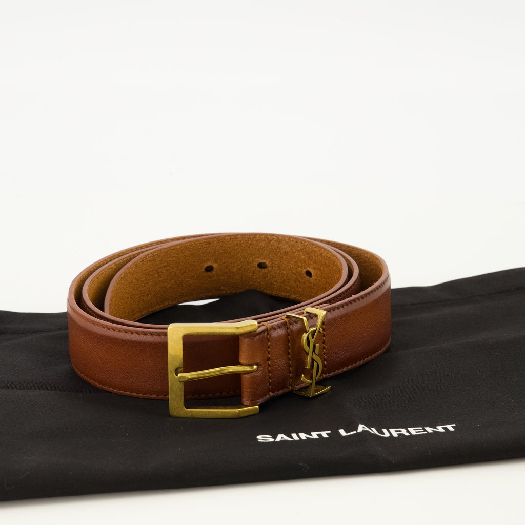 Ceintures Ceinture Cassandre Vadim marron en cuir lisse Saint Laurent Marron Homme