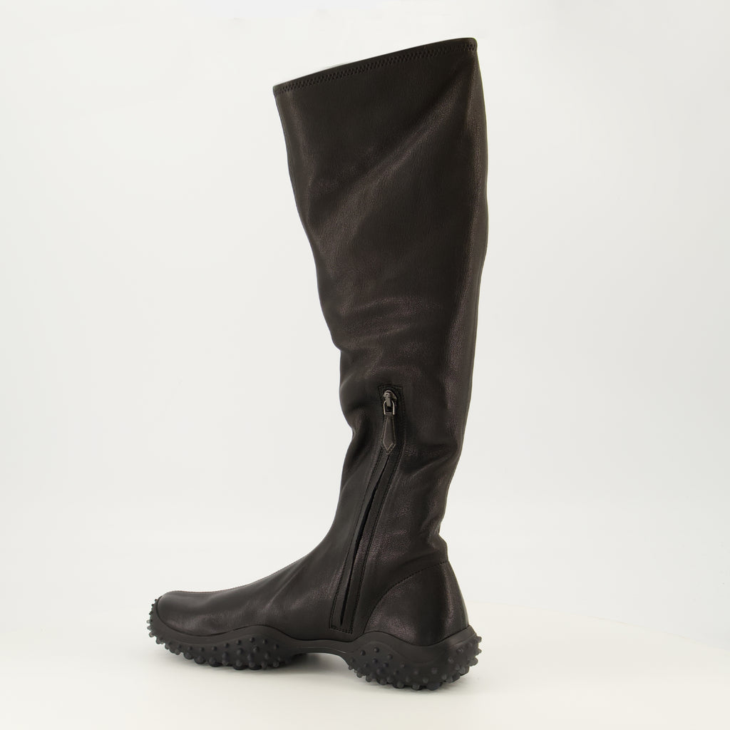 Bottes Botas de Cuero Nappa Negro Elásticas Miu Miu Noir Femme