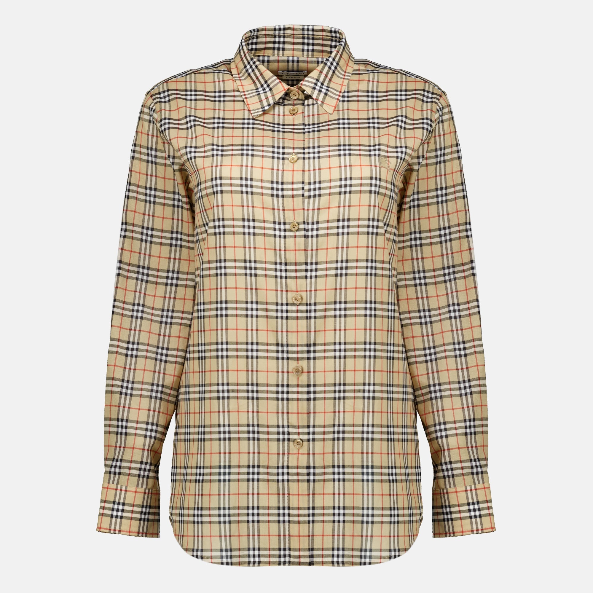 Chemises 체크 면 셔츠 Burberry Beige Femme