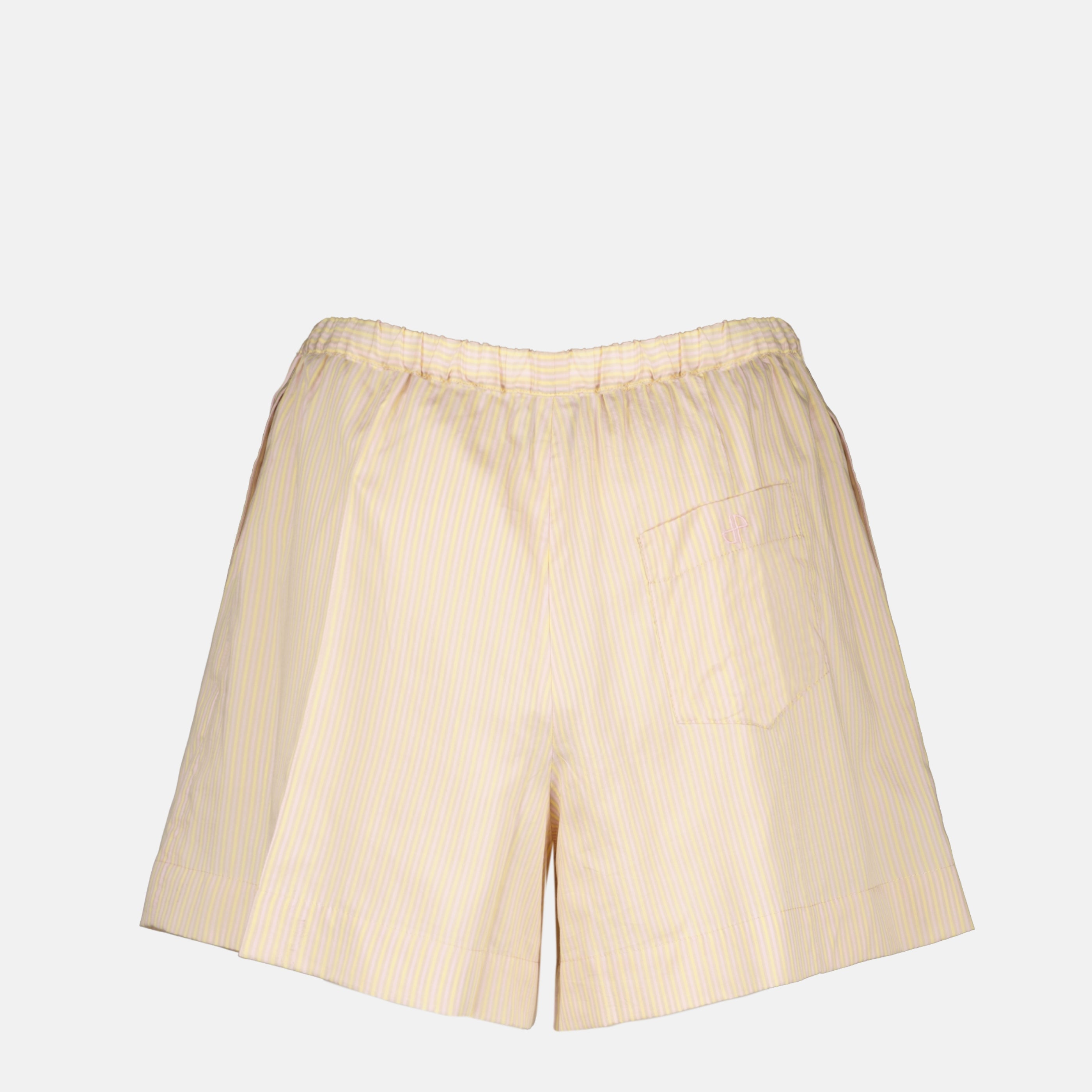 Shorts Pantalones cortos de seda rayados en beige Patou Rose Femme