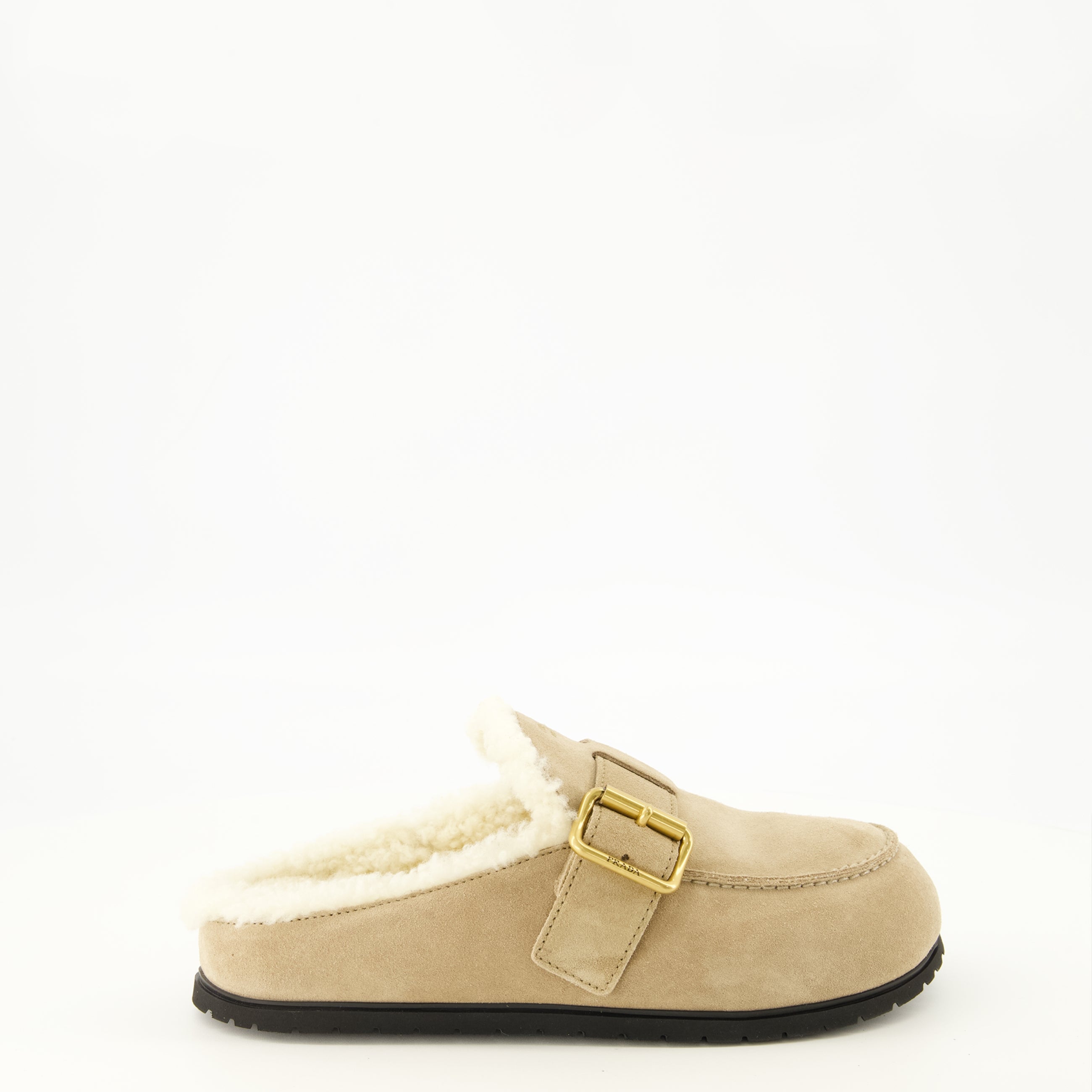 Chaussures ouvertes Beige Kalbswildleder-Mules Prada Beige Femme